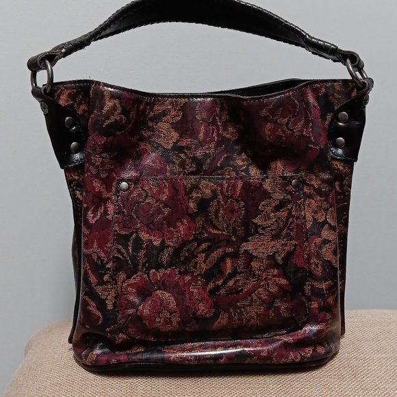 EUC Patricia Nash Floral Brocade Leather Bucket bag - Picture 2 of 9
